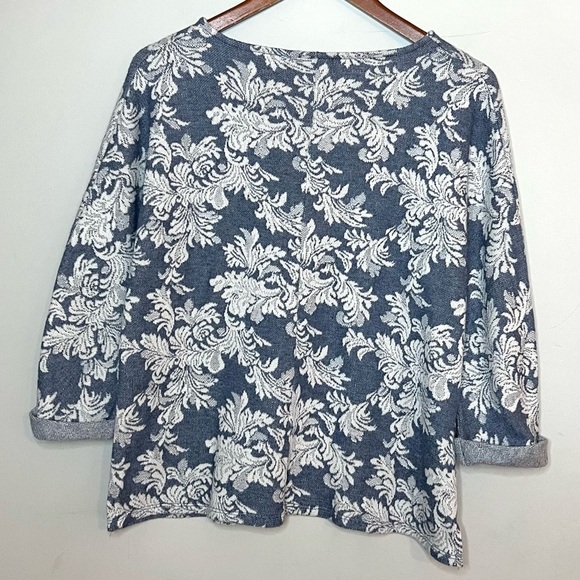 Chico’s Damask Denim Dolman Sleeve Top Blouse Sz M - Picture 5 of 7